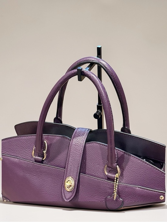 COACH Mercer Satchel 30 Grain Leather Aubergine Purple - Picture 10 of 12